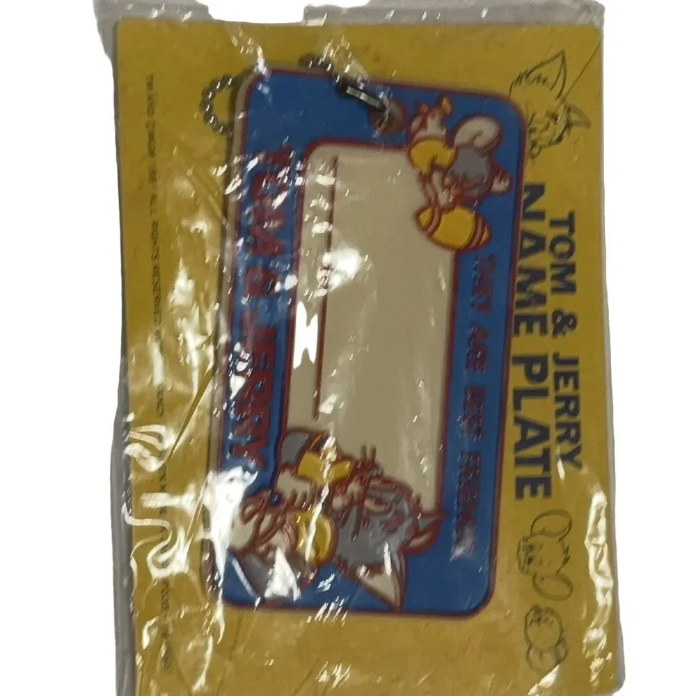 Victoria Fancy Tom & Jerry Name Plate Tag 1981 Customizable Yellow Blue Women